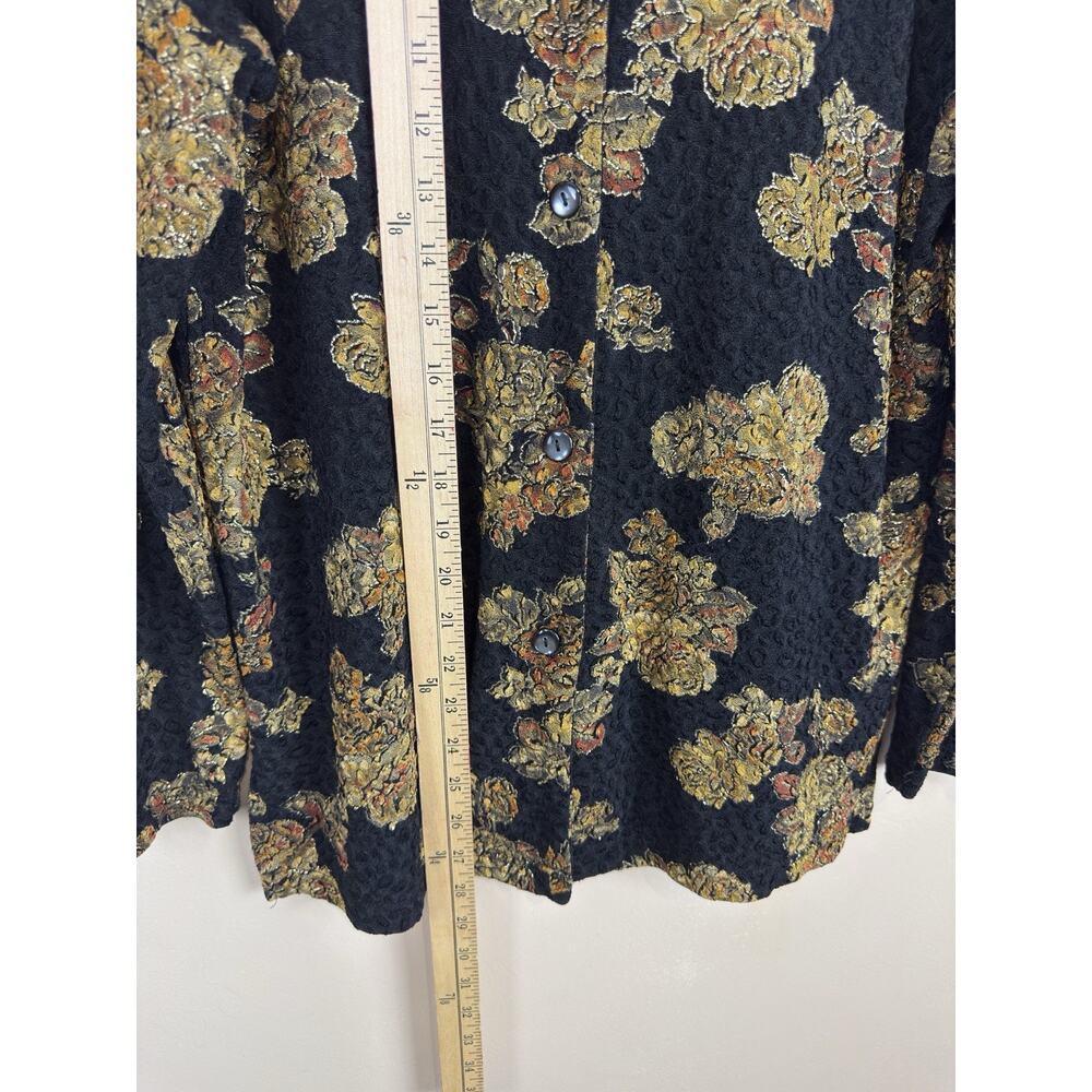Coldwater Creek Black Gold Metallic Button Down Soft Blouse Women’s Flowy Size M - Picture 9 of 13